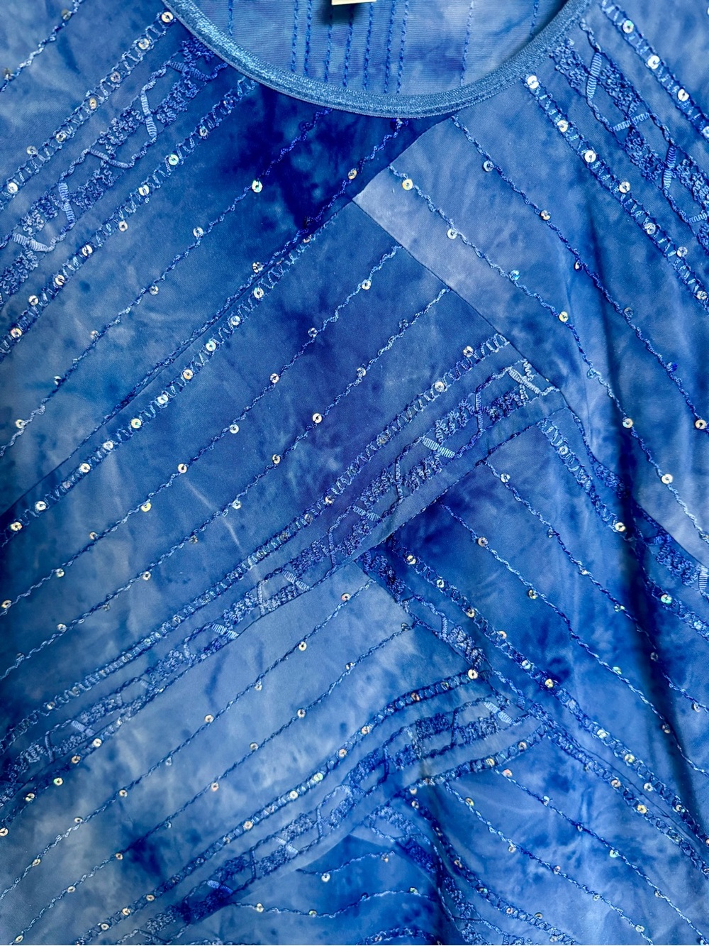 Dress Barn Blue Sequin-Detail Cap Sleeve Top - Picture 4 of 4